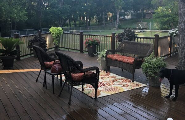 Backyard deck with outdoor furniture